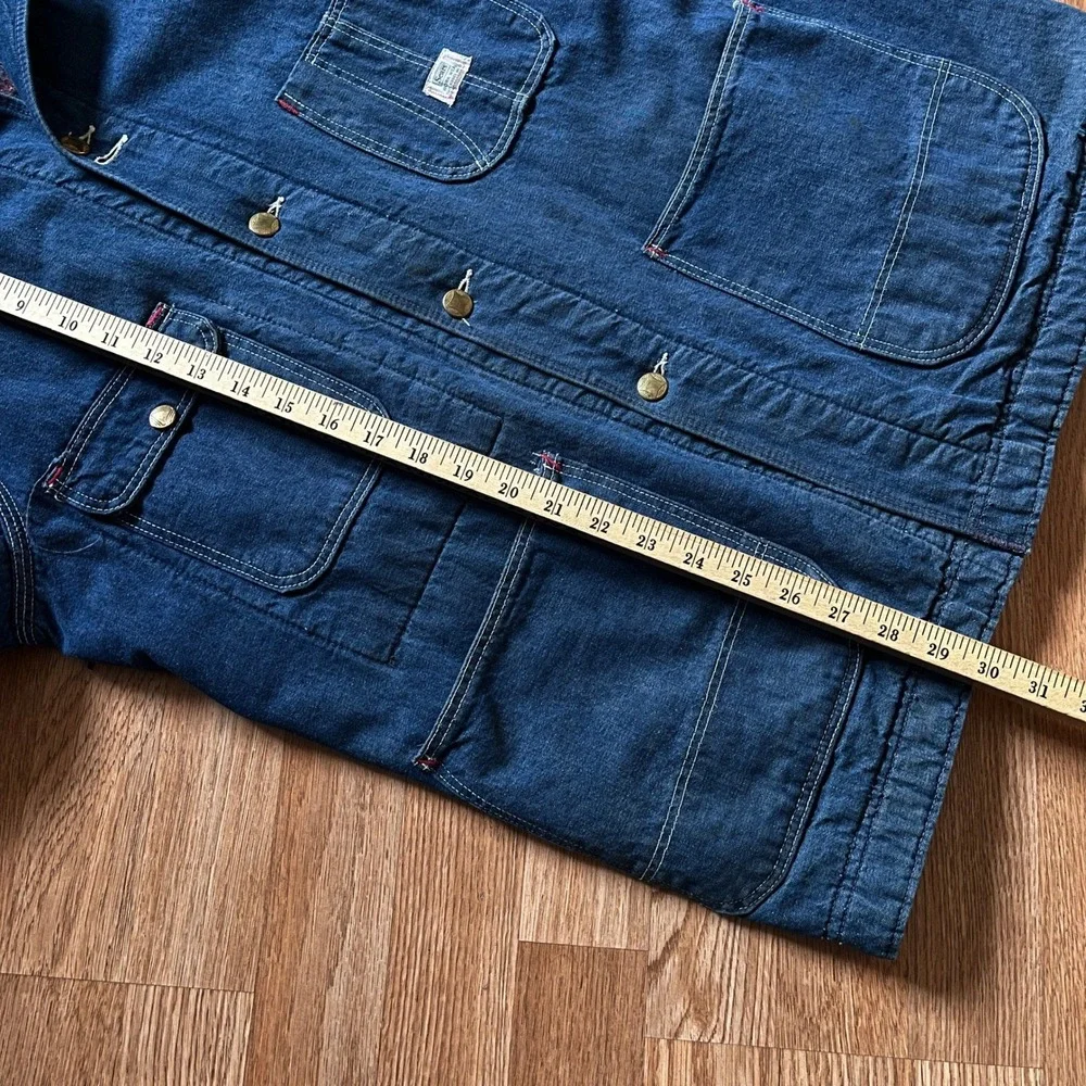 VTG 50s 60s Large Sears Work‎ Wear Denim Chore Coat Blanket Lined Blue Jacket